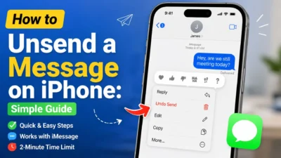 How to unsend a message on iPhone with the Undo Send option highlighted in iMessage.