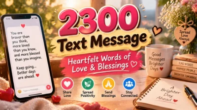 2300 text message graphic with heartfelt words of love, blessings, positivity, and emotional support